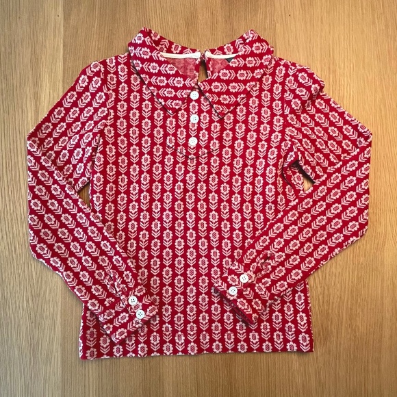 Orla Kiely Tops - Orla Kiely Iconic Stem Print Red 100% Wool Top Collared Long Sleeve. Size 1.